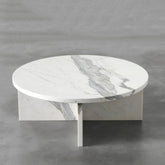 New Arrival Modern Natural Round Living Room Volaks White Marble Coffee Table